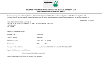 SHM Malaysia procures registration with MISC and Petronas